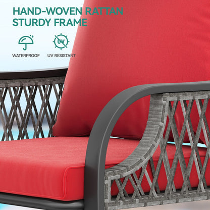 Ensemble bistro de patio Moasis rouge 3 pièces avec sièges rembourrés - 3 pièces