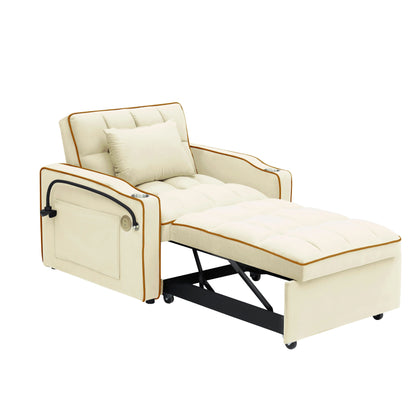 Canapé-lit convertible moderne 3 en 1 de 70,86 pouces avec dossier réglable et port de chargement USB pour salon