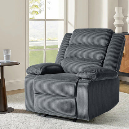 Fauteuil inclinable manuel moderne en velours côtelé, fauteuil inclinable réglable avec larges accoudoirs
