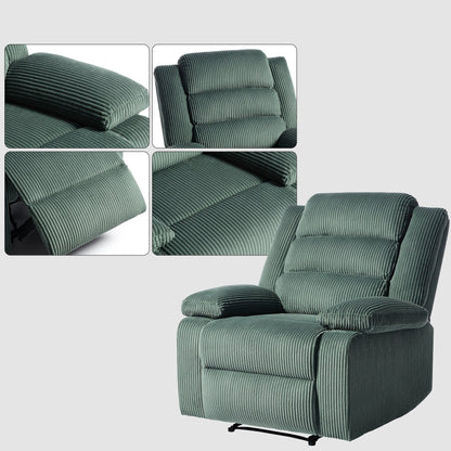 Fauteuil inclinable manuel moderne en velours côtelé, fauteuil inclinable réglable avec larges accoudoirs
