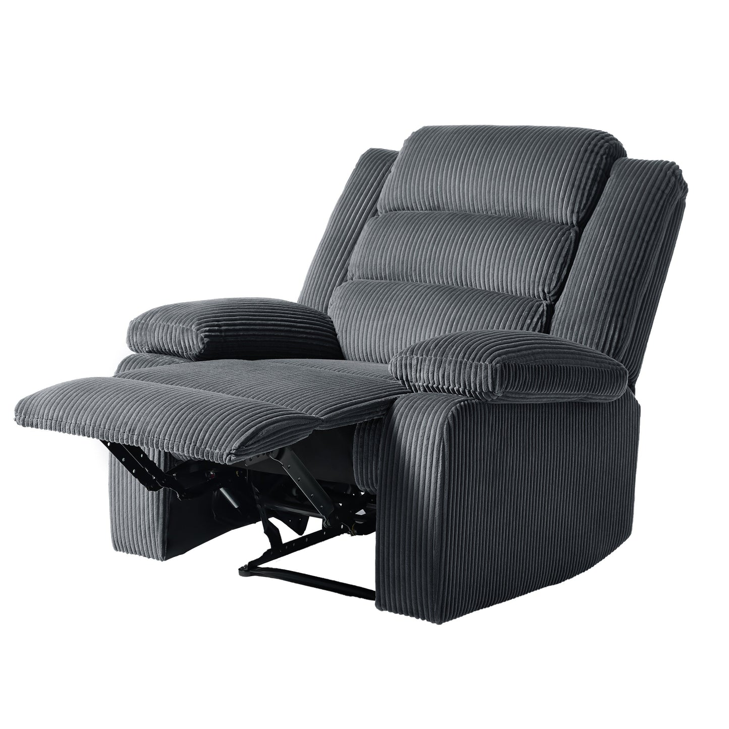 Fauteuil inclinable manuel moderne en velours côtelé, fauteuil inclinable réglable avec larges accoudoirs