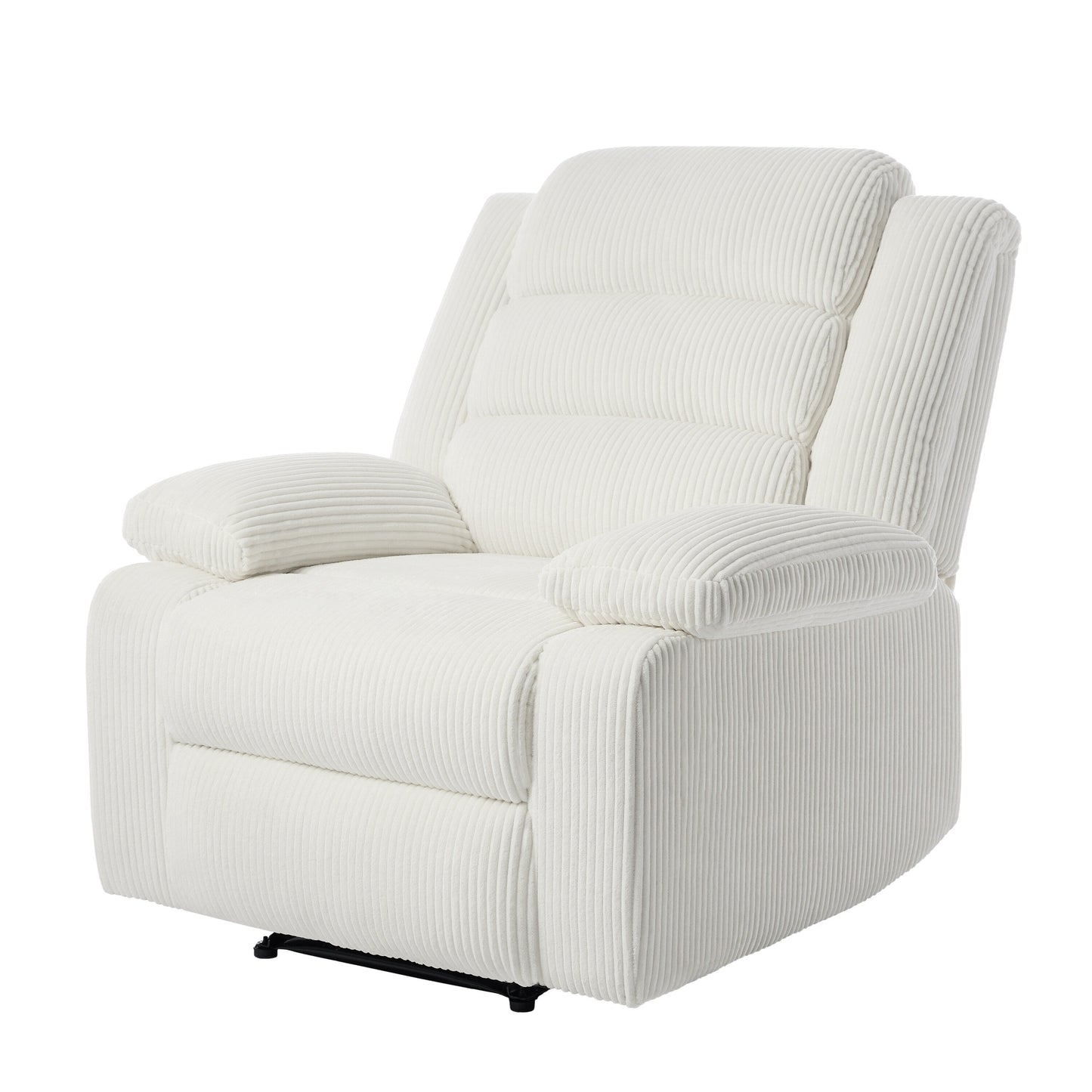 Fauteuil inclinable manuel moderne en velours côtelé, fauteuil inclinable réglable avec larges accoudoirs