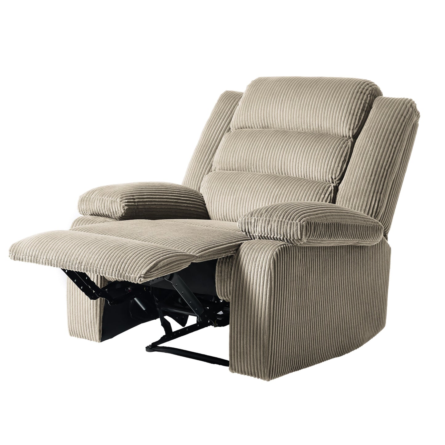 Fauteuil inclinable manuel moderne en velours côtelé, fauteuil inclinable réglable avec larges accoudoirs
