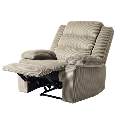 Fauteuil inclinable manuel moderne en velours côtelé, fauteuil inclinable réglable avec larges accoudoirs