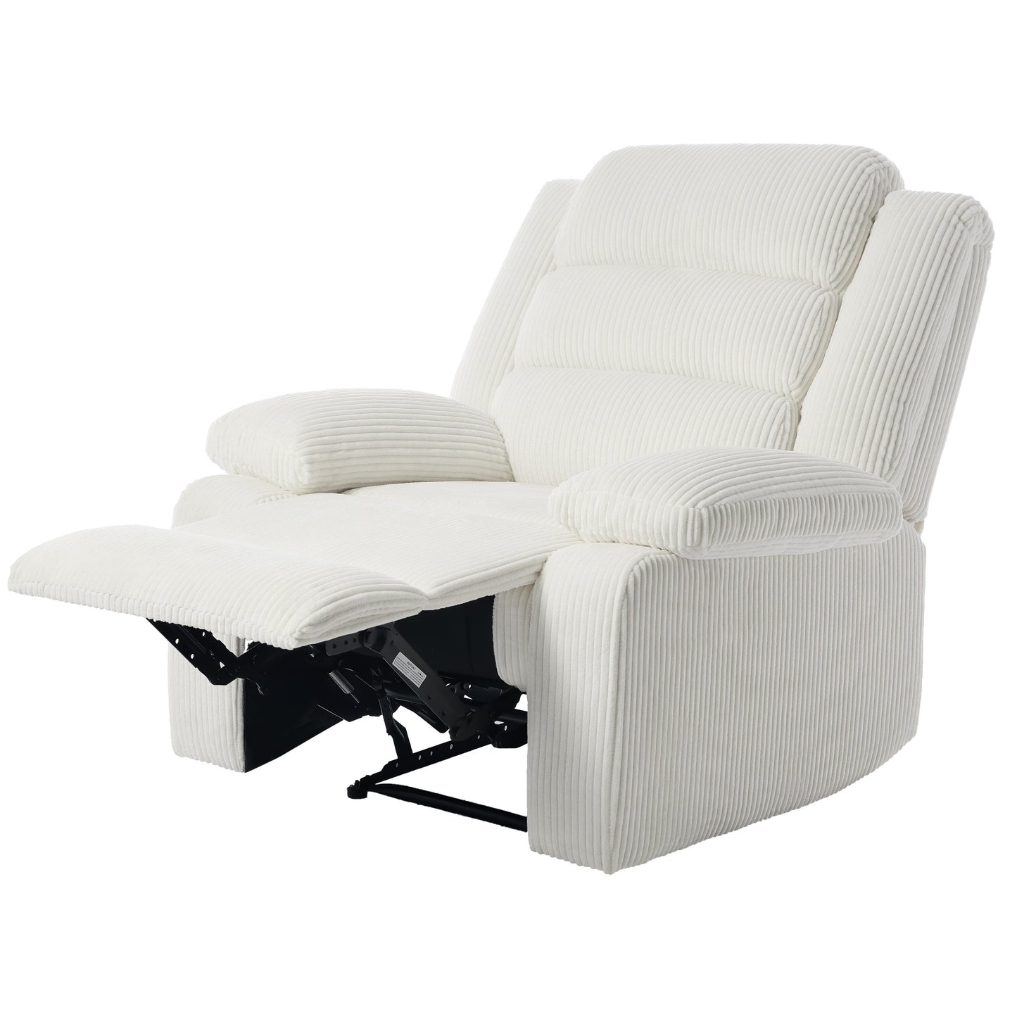 Fauteuil inclinable manuel moderne en velours côtelé, fauteuil inclinable réglable avec larges accoudoirs
