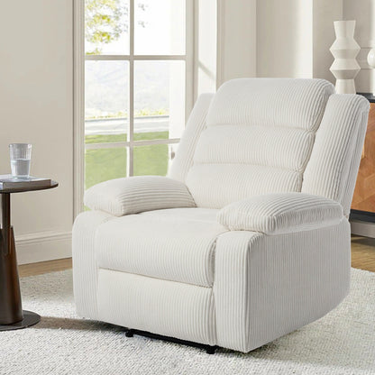 Fauteuil inclinable manuel moderne en velours côtelé, fauteuil inclinable réglable avec larges accoudoirs