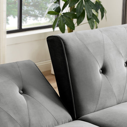 Canapé-lit futon moderne, canapé convertible avec pieds fuselés en bois, 78,35 cm de large, petit canapé à dossier divisé pour salon