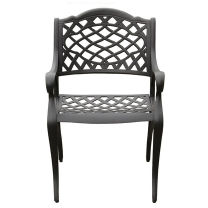 Ensemble de salle à manger d'extérieur moderne et orné en aluminium et maille, grand modèle hexagonal de 160 cm avec plateau tournant et six chaises - Non disponible