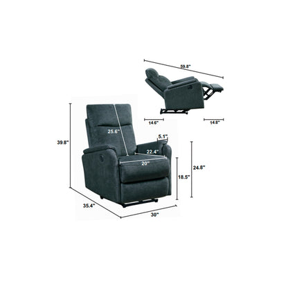 Fauteuil inclinable électrique moderne avec port USB et soutien complet de la tête et des lombaires