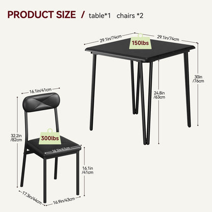 Ensemble table et chaises de cuisine moderne pour salle à manger - 3 pièces