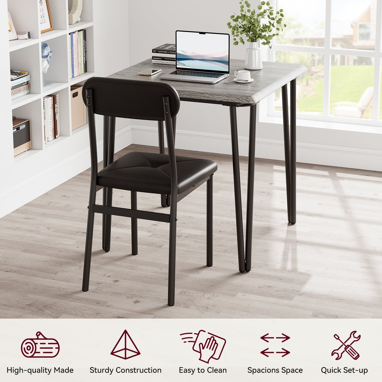 Ensemble table et chaises de cuisine moderne pour salle à manger - 3 pièces