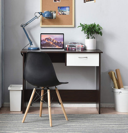 Bureau d'ordinateur MERV de Cherry Tree Furniture, bureau à domicile avec tiroir, couleur noyer et blanc