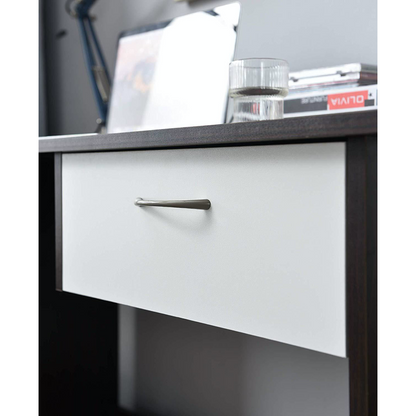 Bureau d'ordinateur MERV de Cherry Tree Furniture, bureau à domicile avec tiroir, couleur noyer et blanc