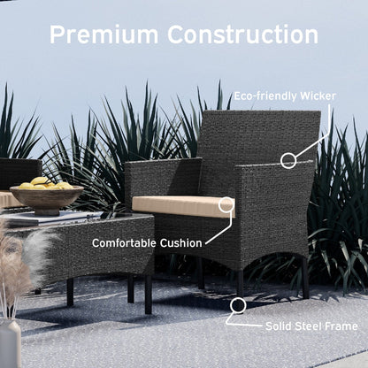 Ensemble de mobilier de patio en résine tressée Nestl 4 pièces - Ensemble de conversation pour patio extérieur