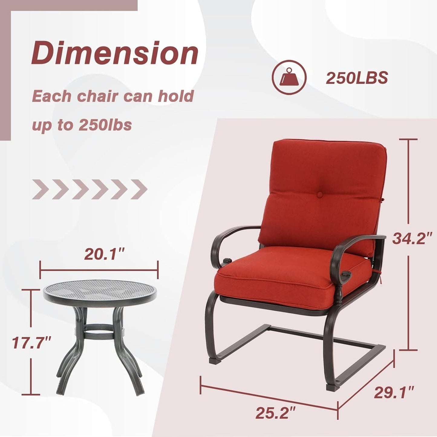 Ensemble bistro d'extérieur Nista 3 pièces avec chaises de salle à manger, coussins et table basse, par Havenside Home