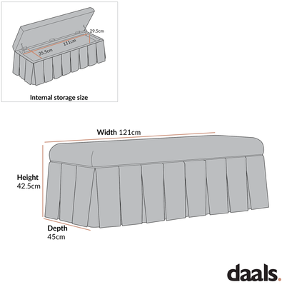 Banc de rangement à plis creux Egerton, tissu brossé anthracite