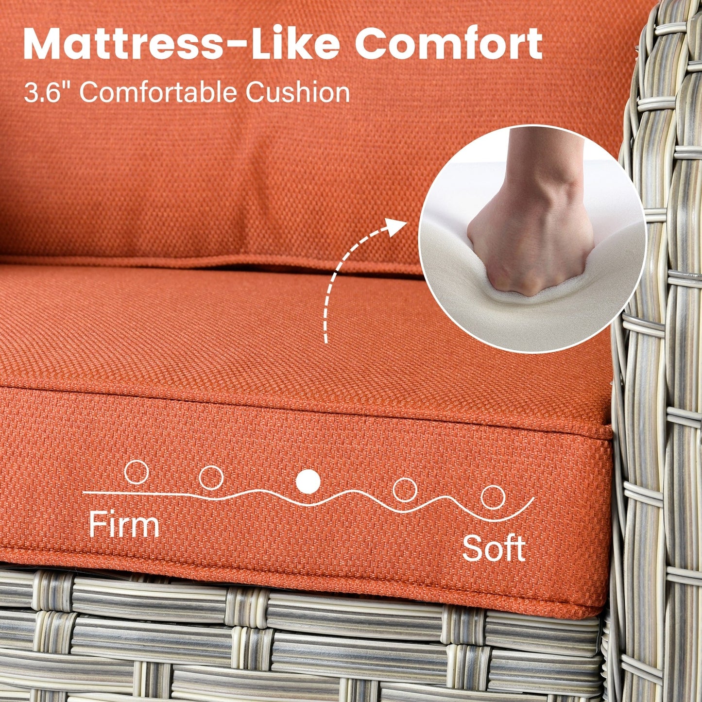 Ensemble de 9 chaises pivotantes d'extérieur en résine tressée OVIOS avec table de feu