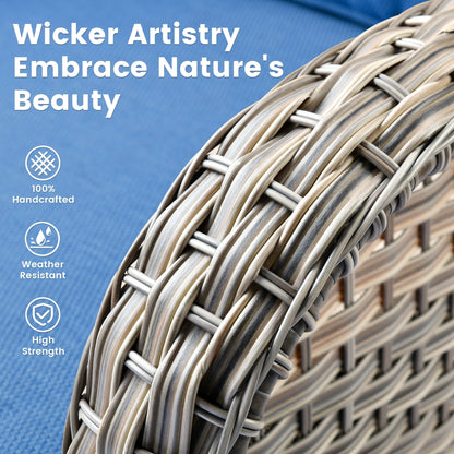 Ensemble de 9 chaises pivotantes d'extérieur en résine tressée OVIOS avec table de feu