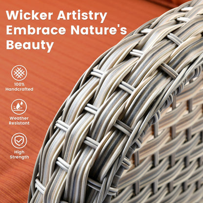 Ensemble de 9 chaises pivotantes d'extérieur en résine tressée OVIOS avec table de feu