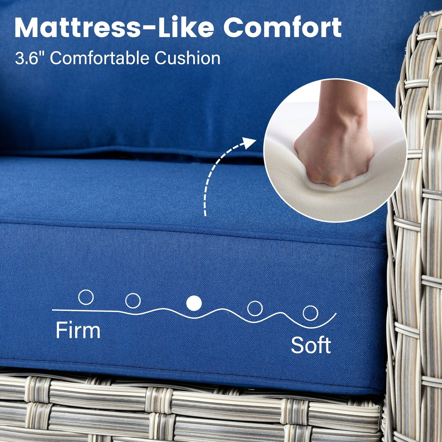 Ensemble de 9 chaises pivotantes d'extérieur en résine tressée OVIOS avec table de feu