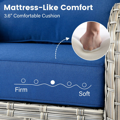 Ensemble de 9 chaises pivotantes d'extérieur en résine tressée OVIOS avec table de feu