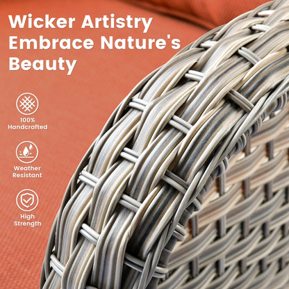 Ensemble de 9 chaises pivotantes d'extérieur en résine tressée OVIOS avec table de feu