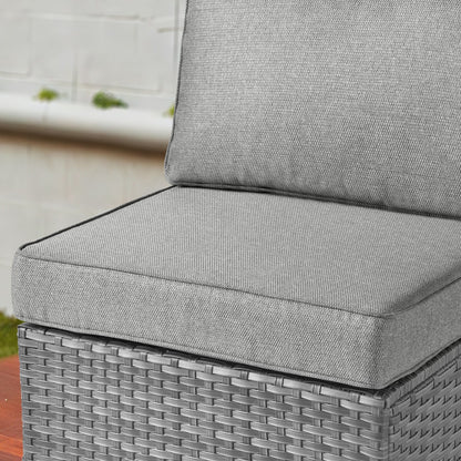 Ensemble de canapé d'angle 11 pièces en résine tressée avec assise profonde, fauteuils pivotants et foyer extérieur OVIOS