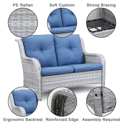 Ensemble canapé deux places d'extérieur en osier et rotin Gymojoy