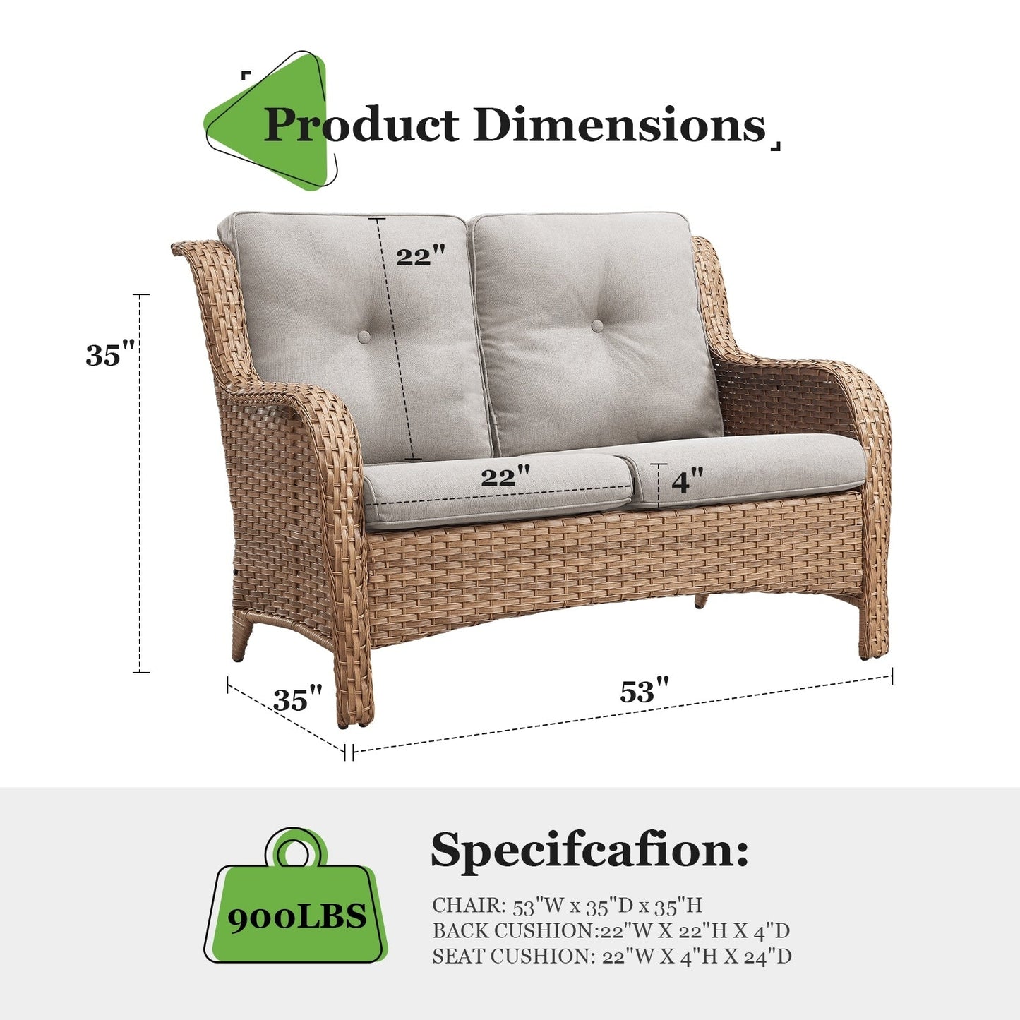 Ensemble canapé deux places d'extérieur en osier et rotin Gymojoy