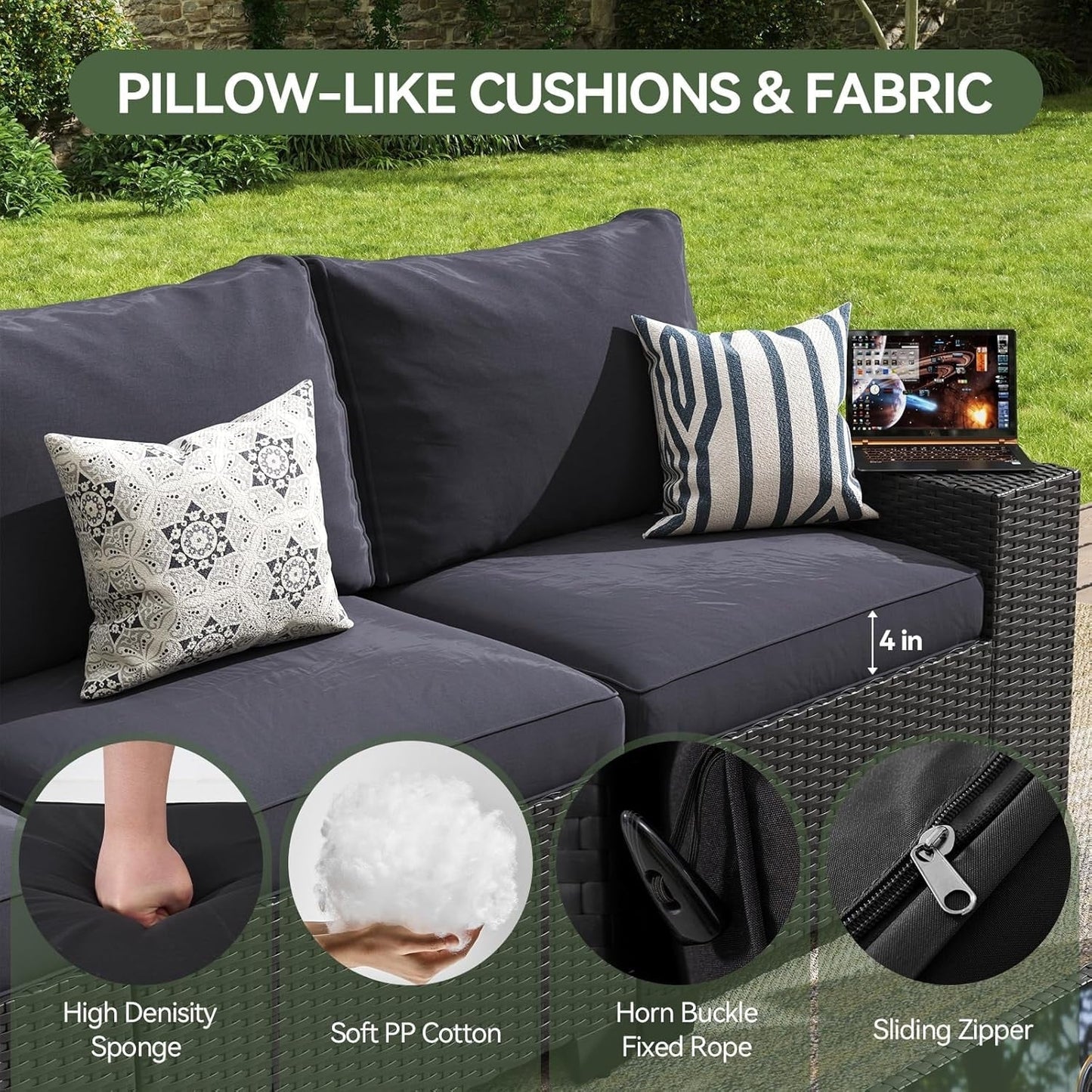 Ensembles de mobilier de jardin avec coussins de 10 cm d'épaisseur