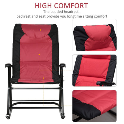 Ensemble de fauteuil à bascule pliant Outsunny avec assise et dossier rembourrés, oreiller