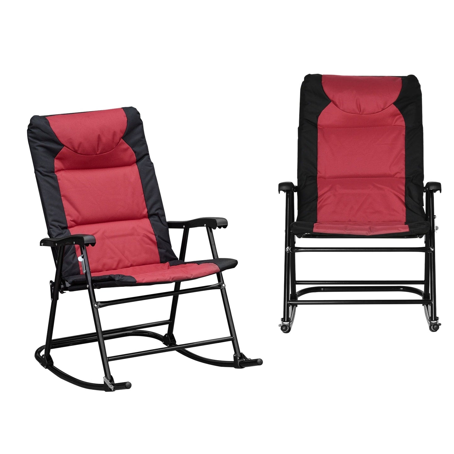 Ensemble de fauteuil à bascule pliant Outsunny avec assise et dossier rembourrés, oreiller