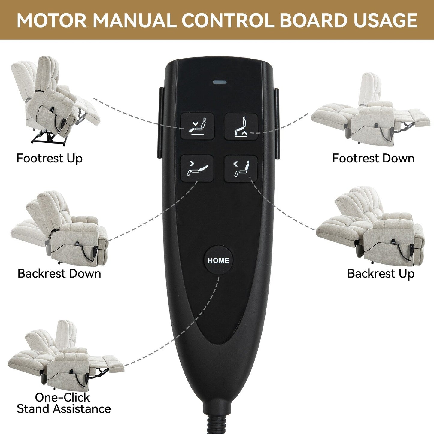 Fauteuil inclinable électrique surdimensionné en chenille avec massage et chauffage lombaire, inclinaison à positions infinies