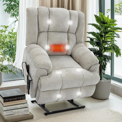 Fauteuil inclinable électrique surdimensionné en chenille avec massage et chauffage lombaire, inclinaison à positions infinies