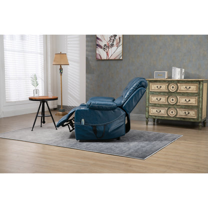 Fauteuil inclinable électrique surdimensionné en cuir PU avec fonction massage, chauffage lombaire, porte-gobelet, inclinaison à 180°