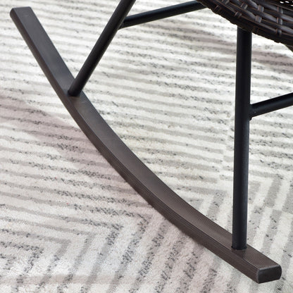 Ensemble bistro de patio OVIOS 3 pièces avec fauteuil à bascule et table basse en verre