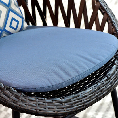 Ensemble bistro de patio OVIOS 3 pièces avec fauteuil à bascule et table basse en verre