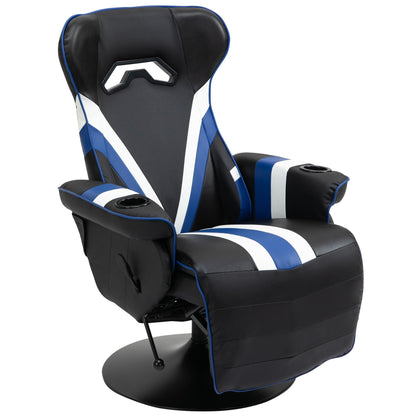 Fauteuil de jeu inclinable sans accoudoirs en PVC avec repose-pieds, porte-gobelets et surpiqûres en losange