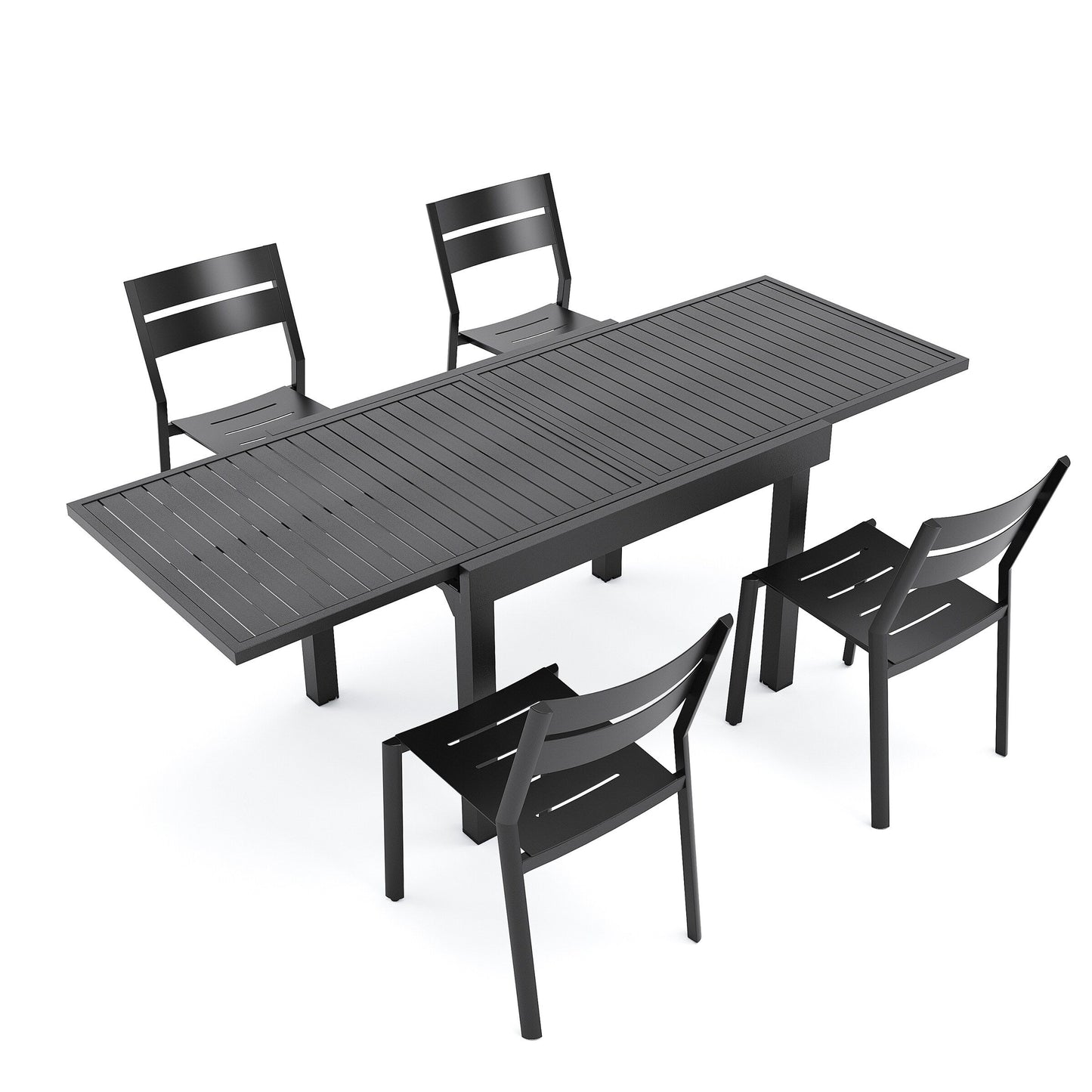 Ensemble de salle à manger d'extérieur Pellabant en aluminium 5/7/9 pièces avec table extensible et chaises empilables
