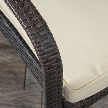 Ensemble bistro d'extérieur 3 pièces en osier Peterson avec coussins par Christopher Knight Home