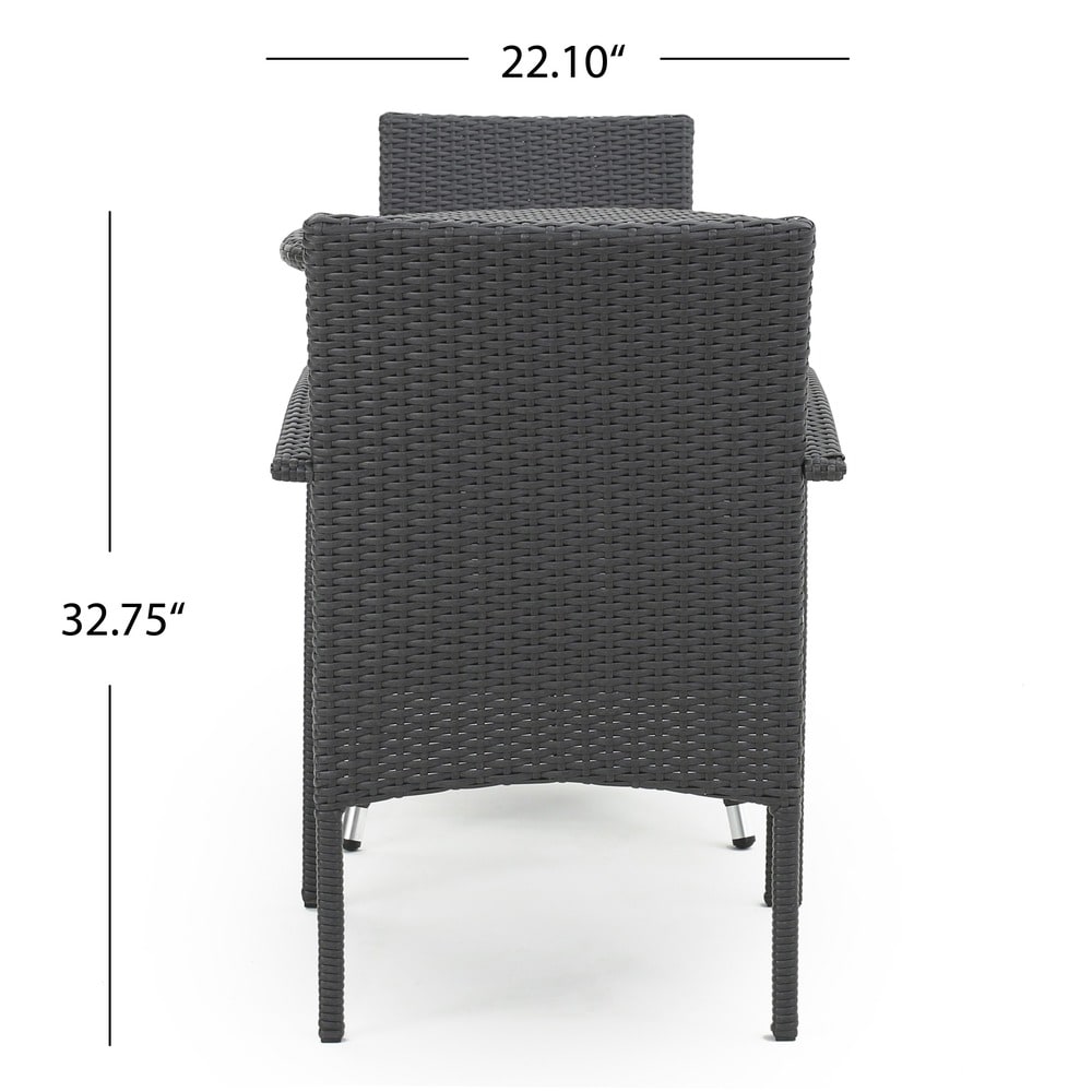 Ensemble bistro d'extérieur 3 pièces en osier Peterson avec coussins par Christopher Knight Home