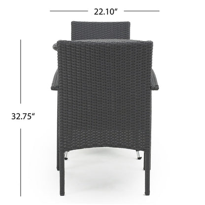 Ensemble bistro d'extérieur 3 pièces en osier Peterson avec coussins par Christopher Knight Home