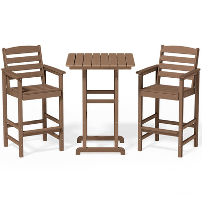 Ensemble de 3 chaises hautes Adirondack en plastique pour patio