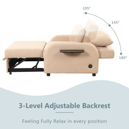 Canapé-lit gigogne 3 en 1 avec 2 tables d'appoint