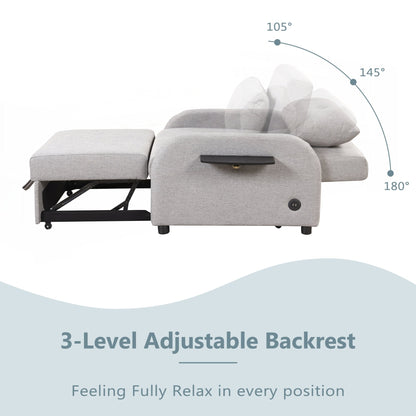 Canapé-lit gigogne 3 en 1 avec 2 tables d'appoint