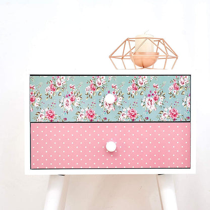 Table de chevet à 2 tiroirs en bois Cherry Tree Furniture CANTERBURY, motif roses et pois