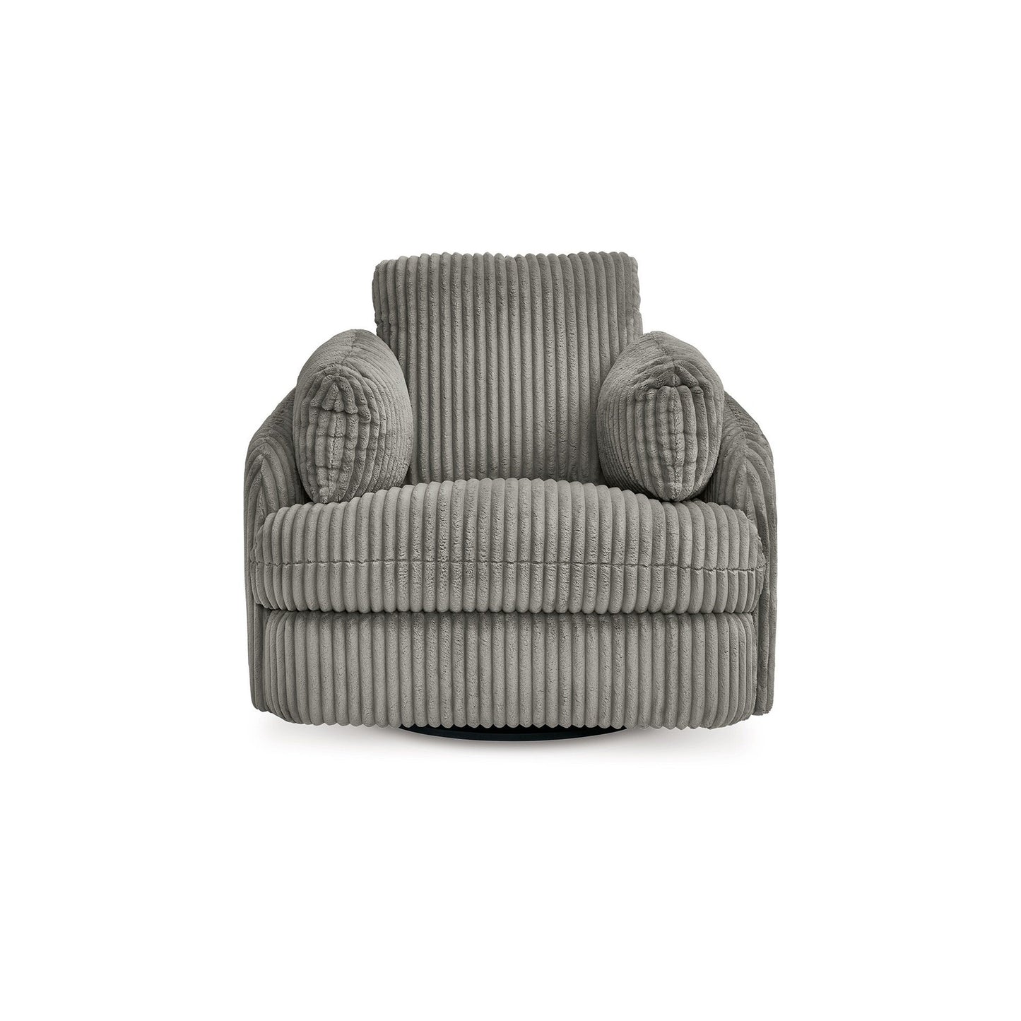 Fauteuil inclinable manuel pivotant Rikki, velours côtelé gris, 2 coussins