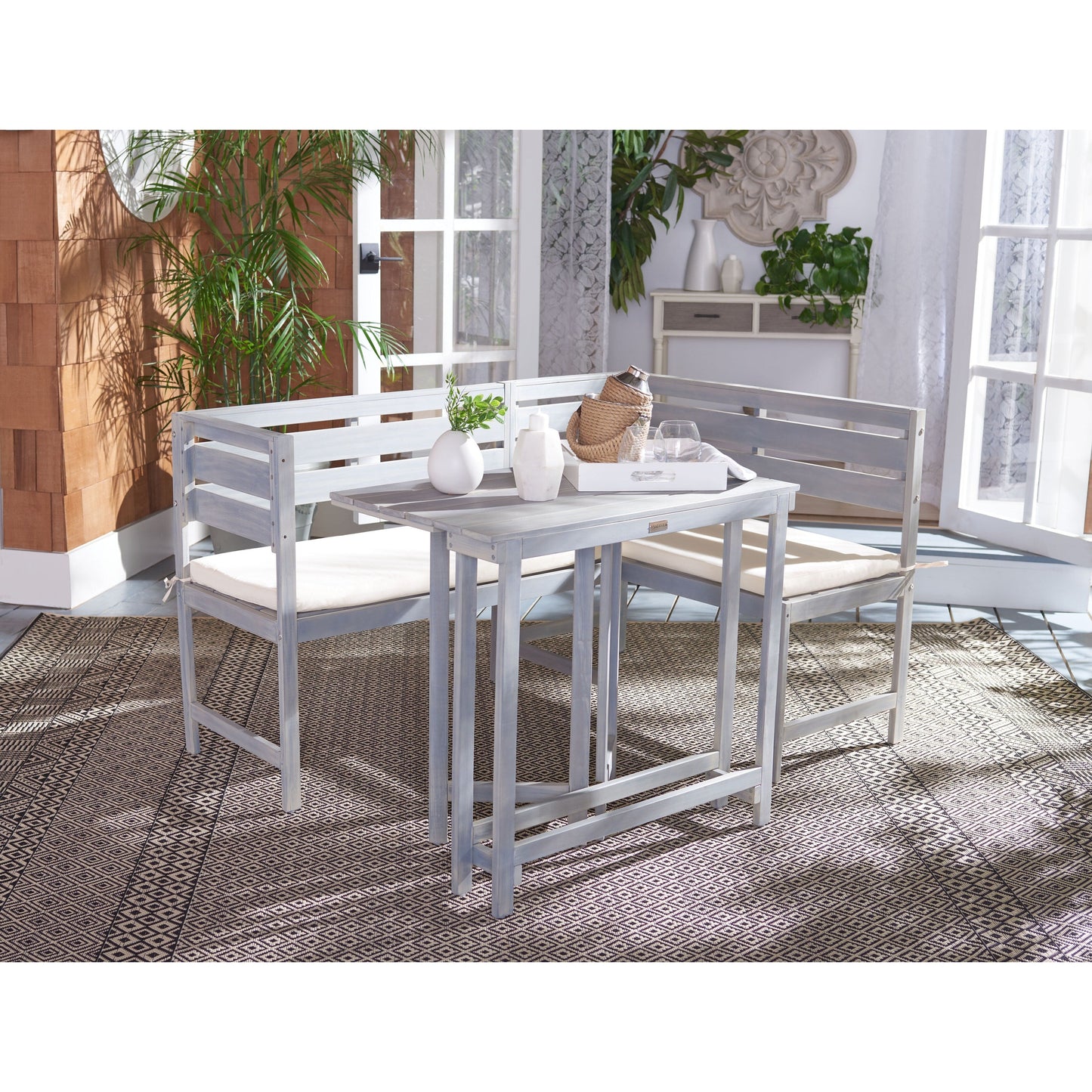 Ensemble de salon d'angle de balcon 3 pièces SAFAVIEH Outdoor Kenna - 39 po L x 19 po P x 33 po H