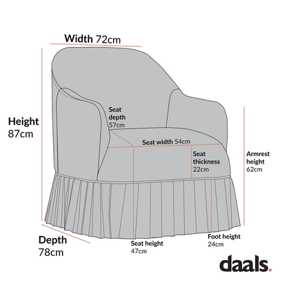 Fauteuil à jupe Calliope, velours bleu égéen