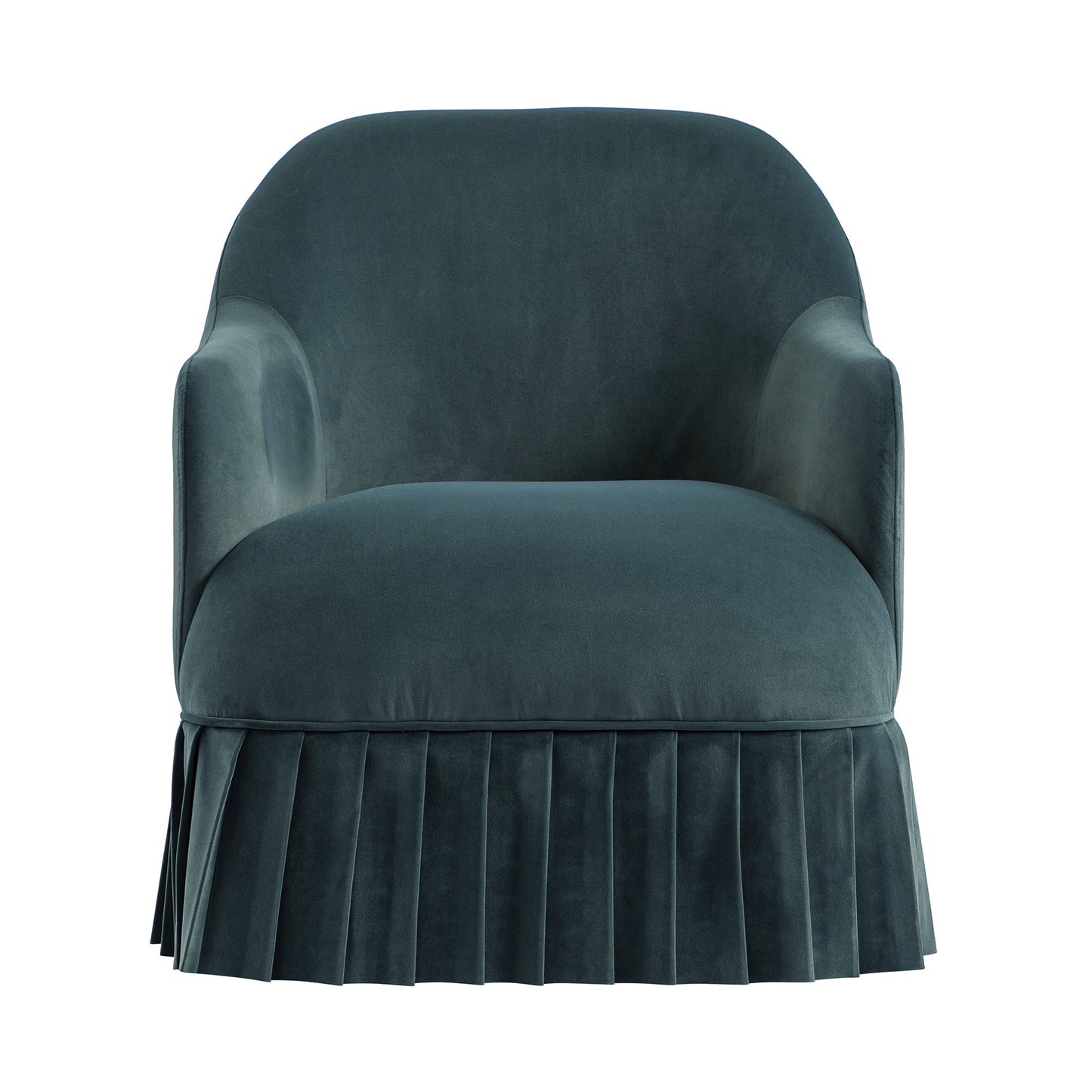 Fauteuil à jupe Calliope, velours bleu égéen